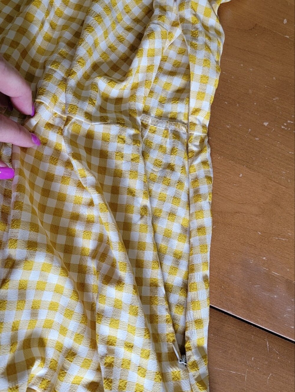 *SALE 2/$20* Womens Yellow Gingham Tiered Mini Dress 100% Cotton Size S - Picture 12 of 14